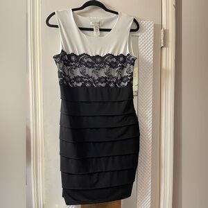 Elegant Black and White Lace Dress